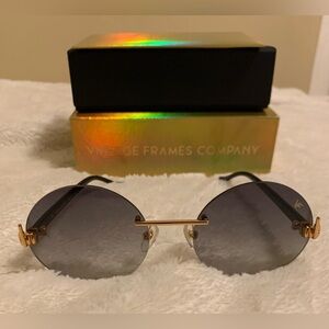 Vintage Frames 24KT Gold 508 Rimless Drill Mount F.U. Edition Sunglasses 🕶️😎